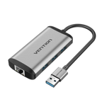 Vention USB 3.0 to USB3.0 (3 PORTS) + Gigabit Ethernet Aluminum Alloy Docking Station