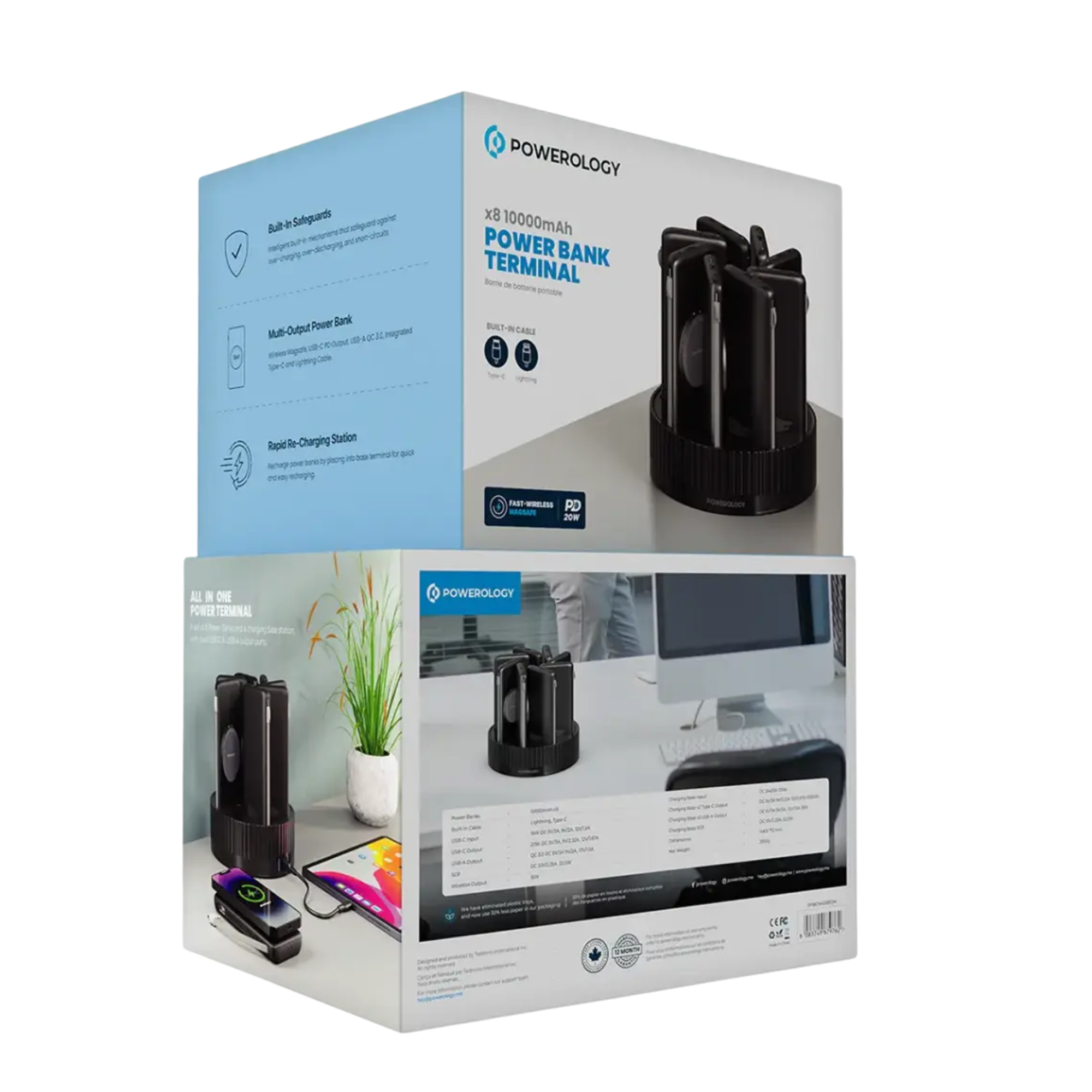 Powerology 8-in-1 Powerbank Station (10000mAh x 8) Price in Kenya – KES 28,000.00