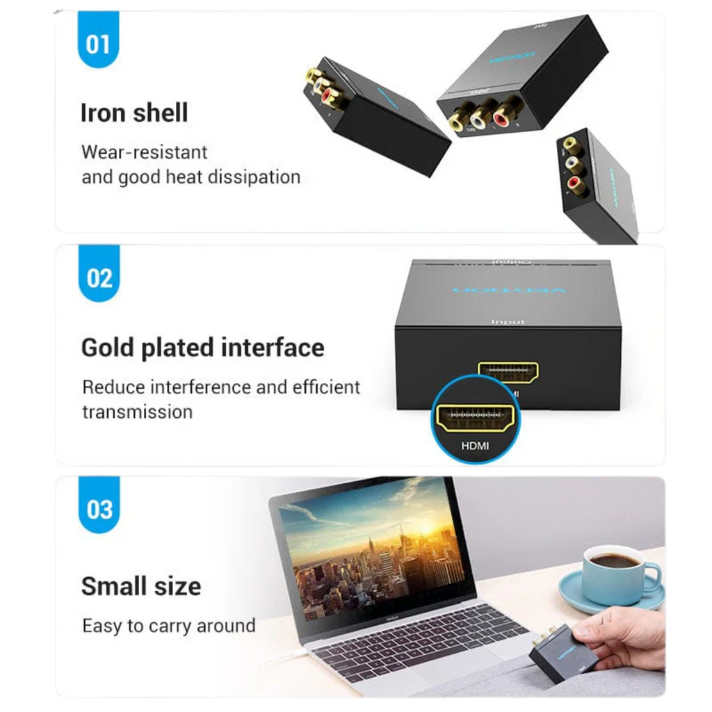 Vention HDMI to RCA Converter Black Metal Type