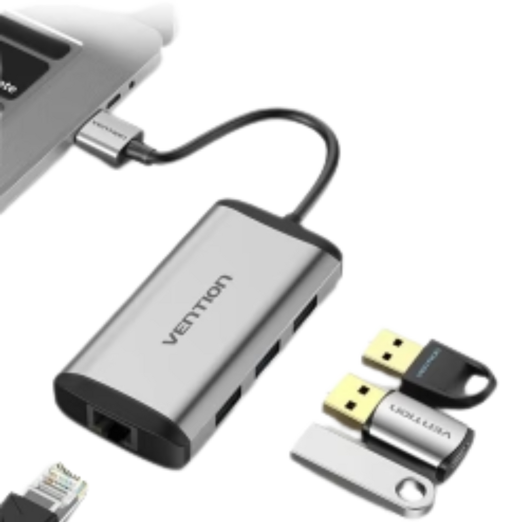 Vention USB 3.0 to USB3.0 (3 PORTS) + Gigabit Ethernet Aluminum Alloy Docking Station