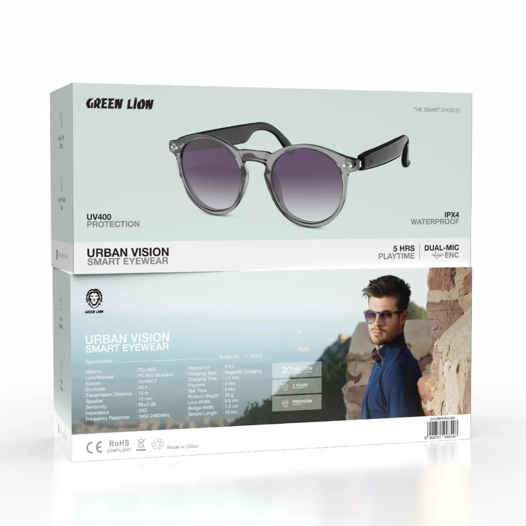 Green Lion Urban Vision Smart Eyewear - Black