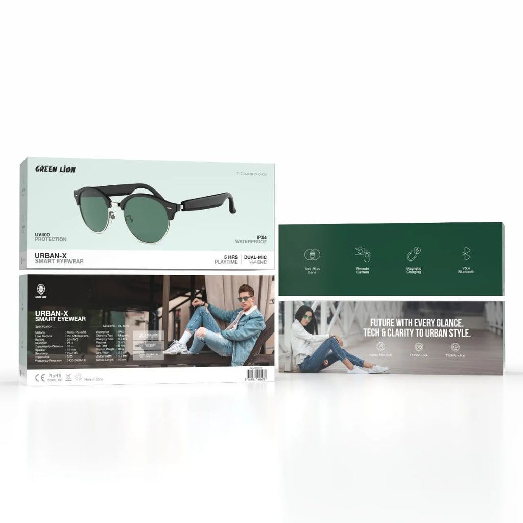 Green Lion Urban-X Smart Eyewear - Black