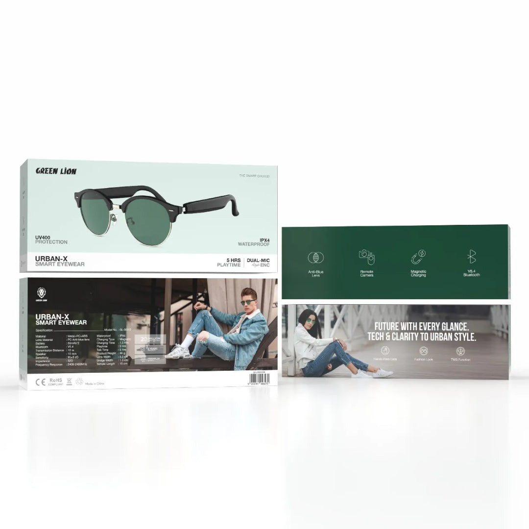 Green Lion Urban-X Smart Eyewear - Black