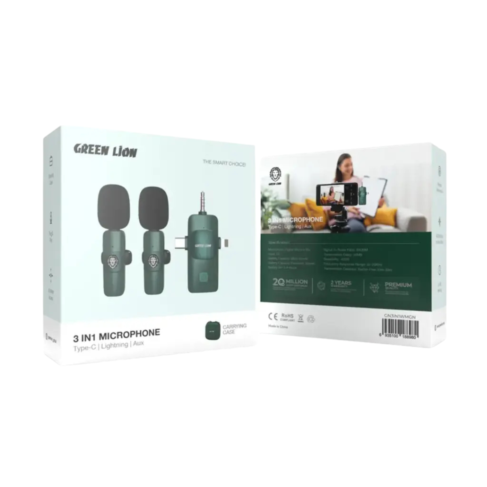 Green Lion 3 IN 1 Microphone Type-C / Lightning / Aux