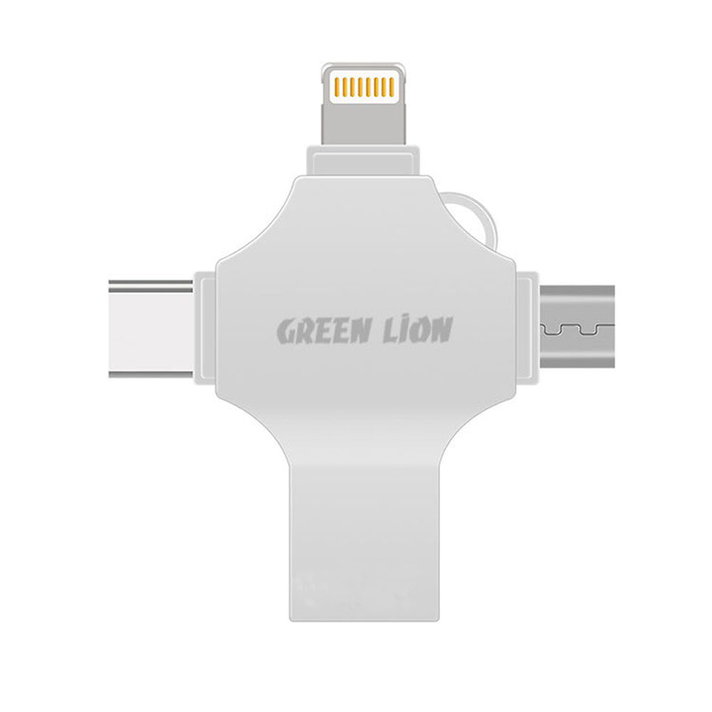 Green Lion 4-in-1 USB Flash Drive 256GB - Silver