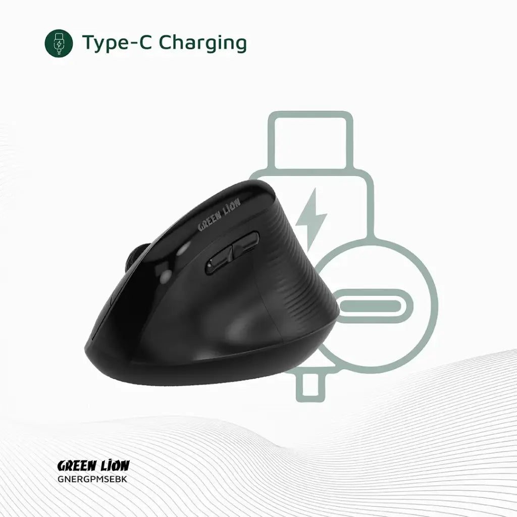 Green Lion Ergo Grip Vertical Mouse - Black