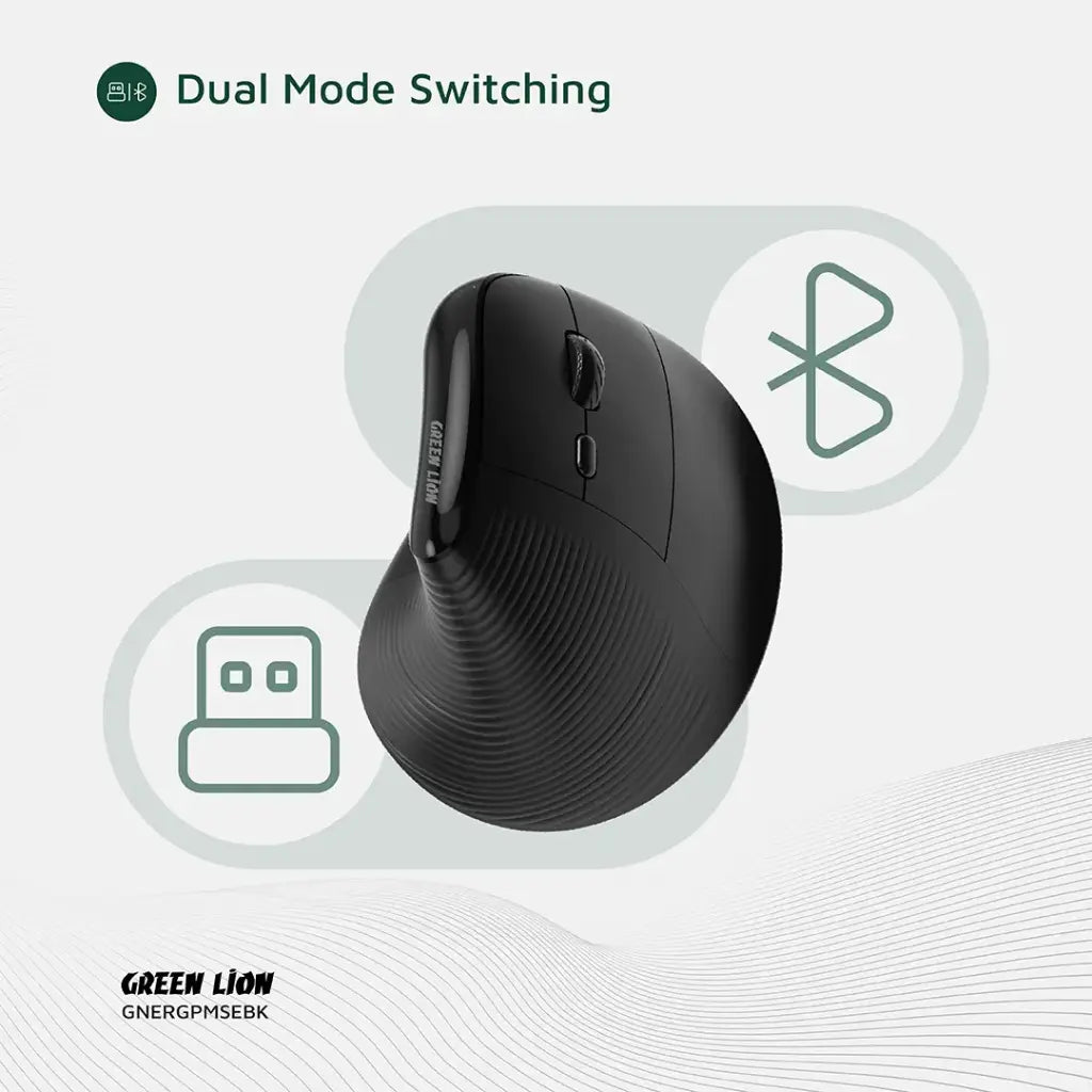 Green Lion Ergo Grip Vertical Mouse - Black