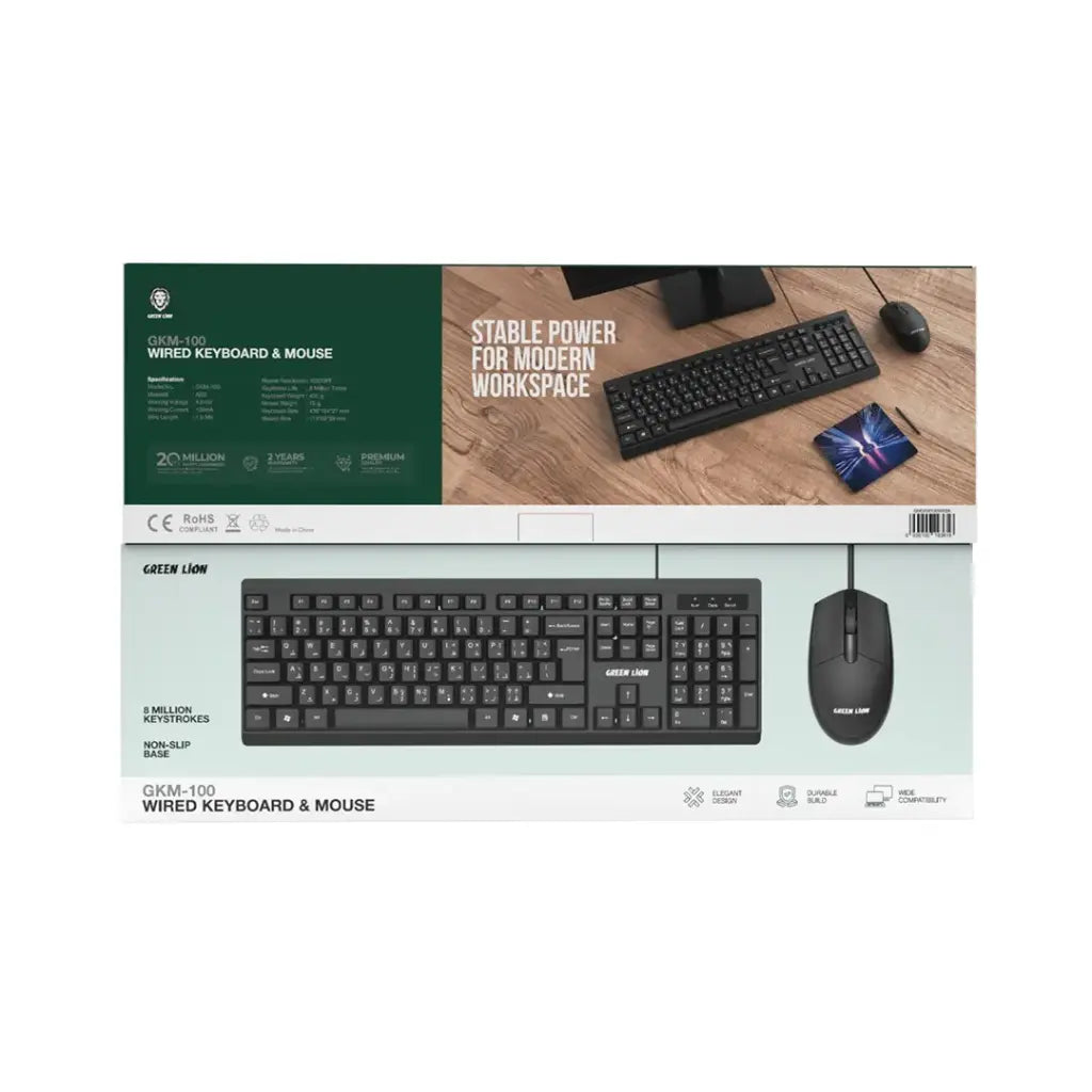 Green Lion GK-400 RGB Gaming Keyboard + Mouse - Black