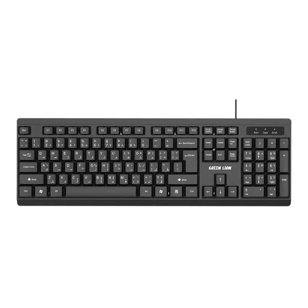 Green Lion GKM-100 Wired Keyboard and Mouse - Black