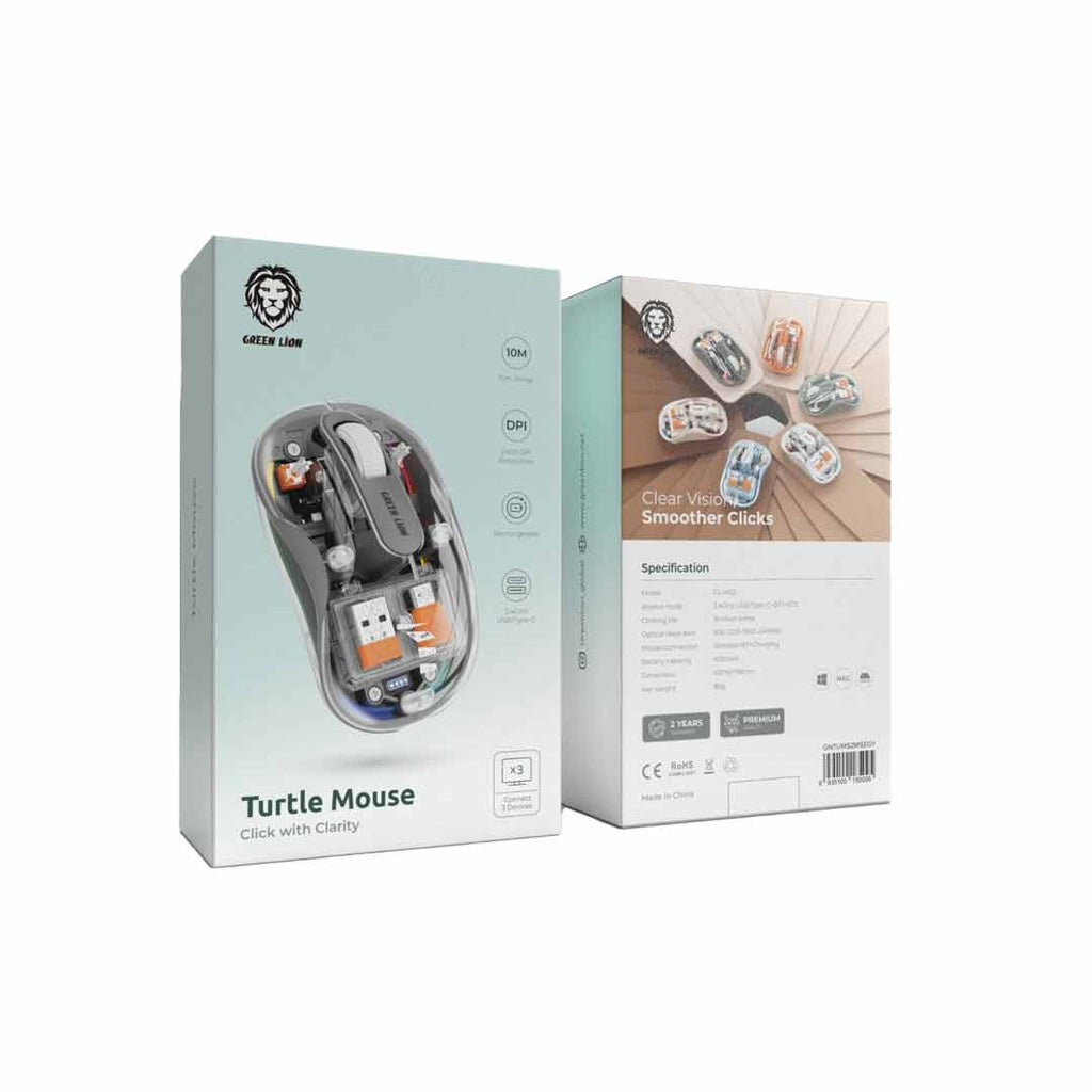 Green Lion Turtle Mouse - Gray