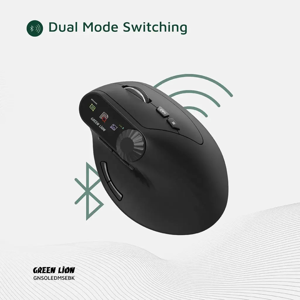 Green Lion Smart OLED Vertical Mouse - Black