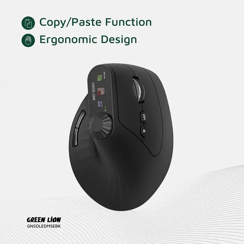 Green Lion Smart OLED Vertical Mouse - Black