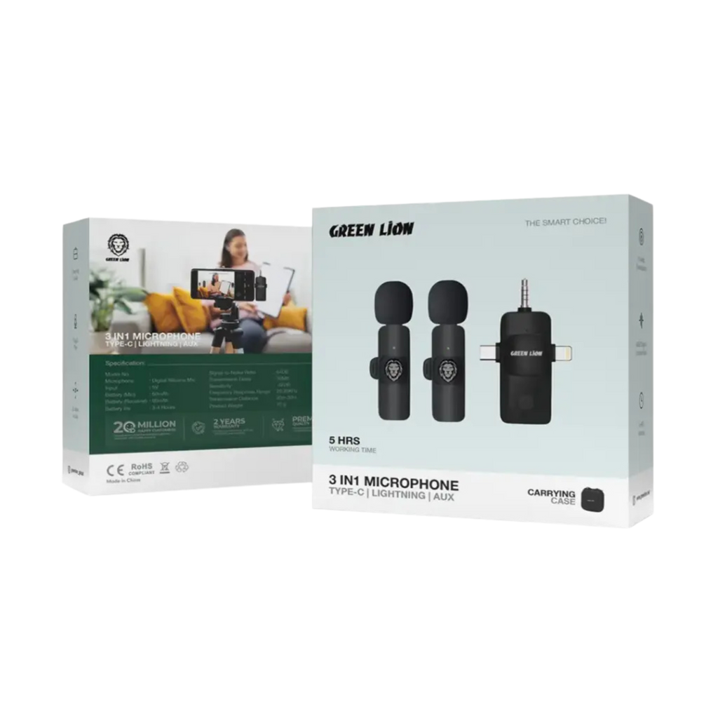 Green Lion 3 IN 1 Microphone Type-C / Lightning / Aux