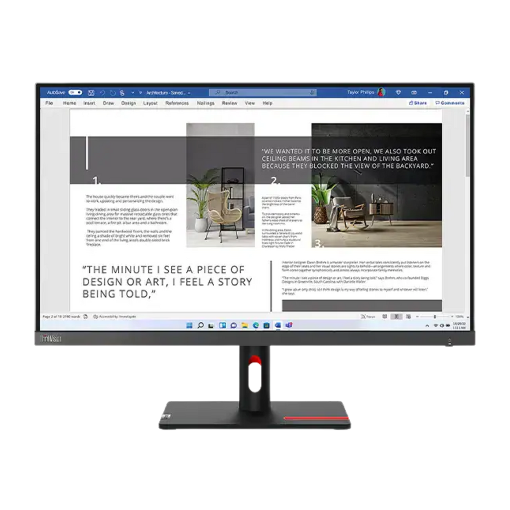 Lenovo ThinkVision P24h-30 23.8" QHD USB-C Hub Monitor (Adjustable, Raven Black)